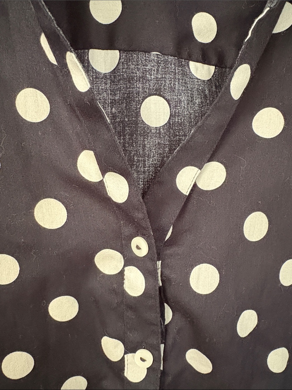Polka Dot Button-Front Blouse - Black & White - Picture 7 of 7